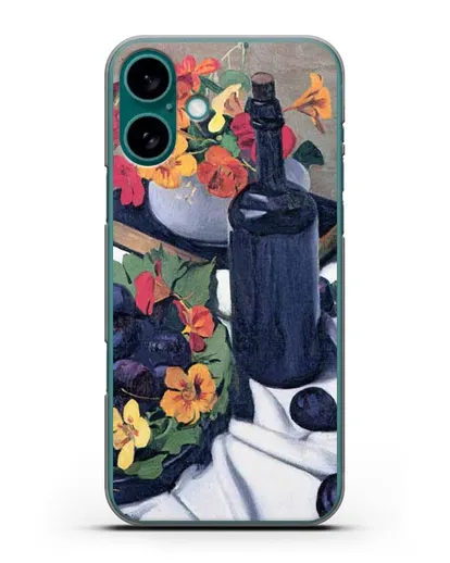 Чехол Настурции и сливы (Валлоттон Феликс) силиконовый для iPhone 16 Plus