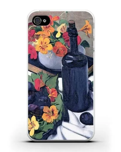 Чехол Настурции и сливы (Валлоттон Феликс) силиконовый для iPhone 4/4s