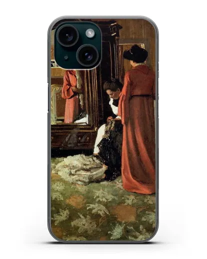 Чехол Интерьер, спальня с двумя фигурами (Валлоттон Феликс) силиконовый для iPhone 15