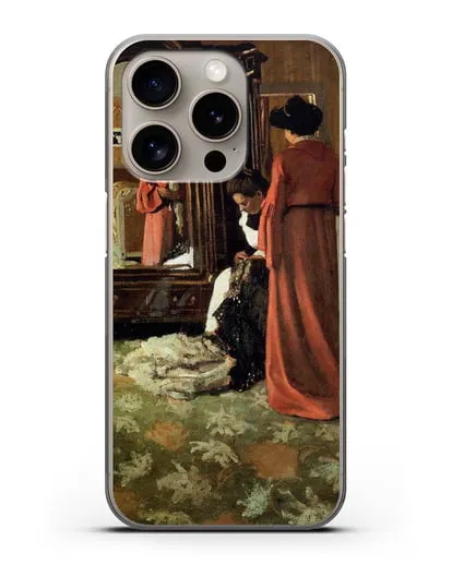 Чехол Интерьер, спальня с двумя фигурами (Валлоттон Феликс) силиконовый для iPhone 15 Pro