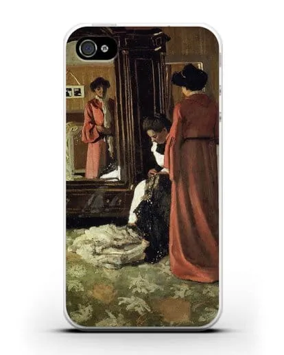 Чехол Интерьер, спальня с двумя фигурами (Валлоттон Феликс) силиконовый для iPhone 4/4s