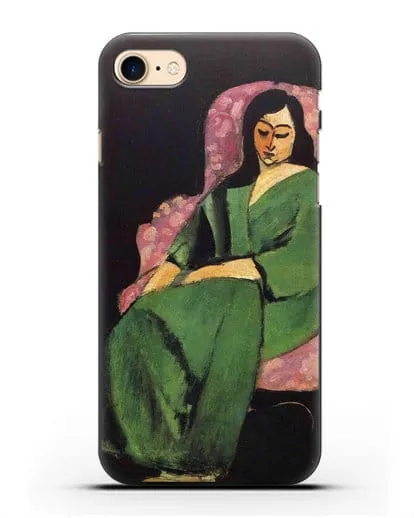 Чехол Лоретта в зеленой одежде на черном фоне (Матисс Анри) силиконовый для iPhone 7