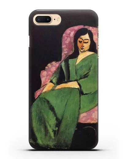 Чехол Лоретта в зеленой одежде на черном фоне (Матисс Анри) силиконовый для iPhone 8 Plus