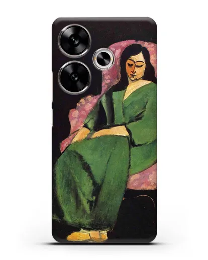 Чехол Лоретта в зеленой одежде на черном фоне (Матисс Анри) силиконовый для Xiaomi Poco F6