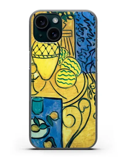 Чехол Интерьер в желтом и синем (Матисс Анри) силиконовый для iPhone 15
