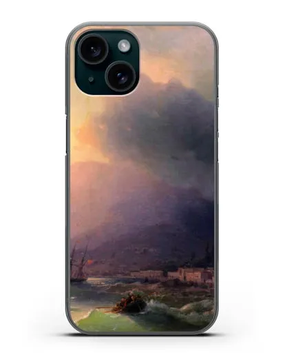 Чехол Приморский город. Вид Ялты (Айвазовский Иван) силиконовый для iPhone 15