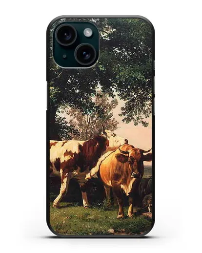 Чехол Стадо под деревьями (Шишкин Иван) силиконовый для iPhone 15