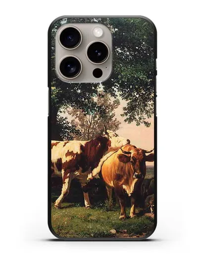Чехол Стадо под деревьями (Шишкин Иван) силиконовый для iPhone 15 Pro
