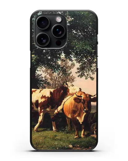 Чехол Стадо под деревьями (Шишкин Иван) силиконовый для iPhone 15 Pro Max