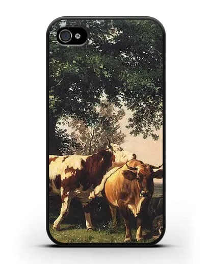 Чехол Стадо под деревьями (Шишкин Иван) силиконовый для iPhone 4/4s