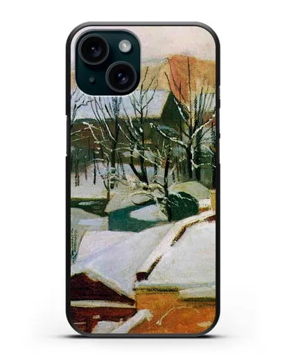 Чехол Городские крыши зимой (Шишкин Иван) силиконовый для iPhone 15