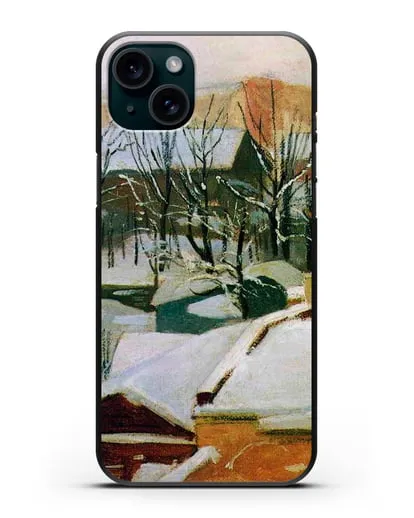 Чехол Городские крыши зимой (Шишкин Иван) силиконовый для iPhone 15 Plus