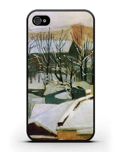 Чехол Городские крыши зимой (Шишкин Иван) силиконовый для iPhone 4/4s