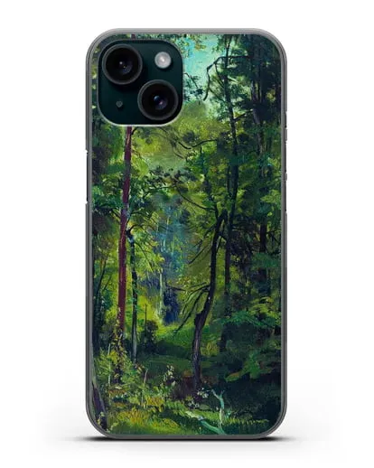 Чехол Лес. Этюд (Шишкин Иван) силиконовый для iPhone 15