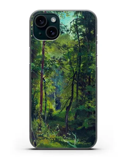 Чехол Лес. Этюд (Шишкин Иван) силиконовый для iPhone 15 Plus