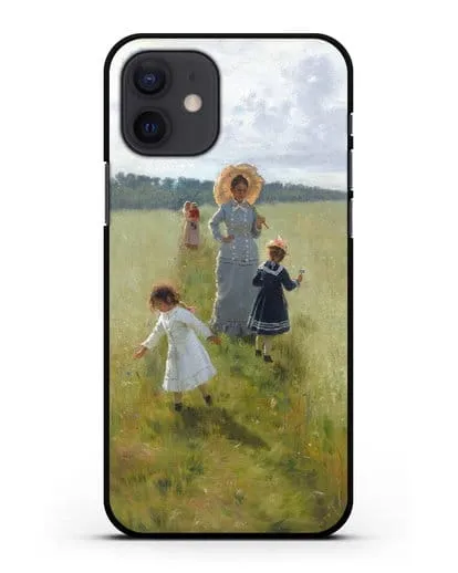 Чехол На меже. В.А.Репина с детьми идёт по меже (Репин Илья) силиконовый для iPhone 12