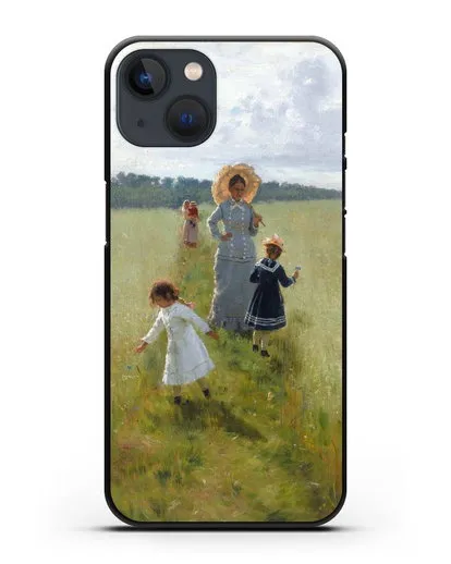 Чехол На меже. В.А.Репина с детьми идёт по меже (Репин Илья) силиконовый для iPhone 13