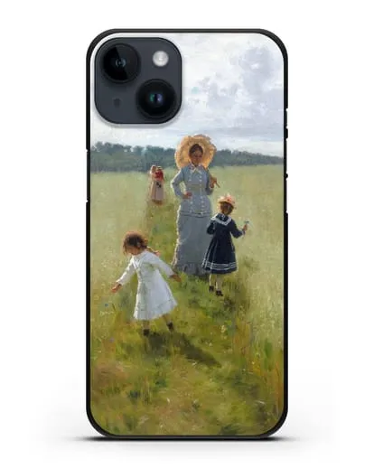 Чехол На меже. В.А.Репина с детьми идёт по меже (Репин Илья) силиконовый для iPhone 14