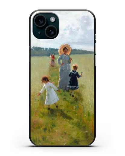 Чехол На меже. В.А.Репина с детьми идёт по меже (Репин Илья) силиконовый для iPhone 15 Plus