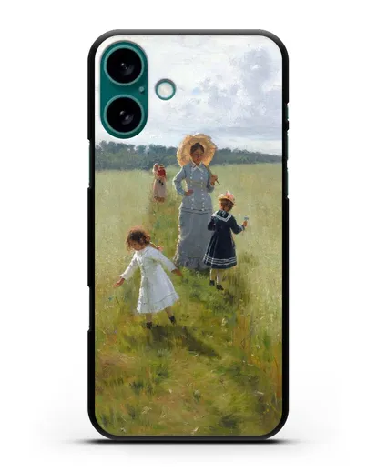 Чехол На меже. В.А.Репина с детьми идёт по меже (Репин Илья) силиконовый для iPhone 16 Plus