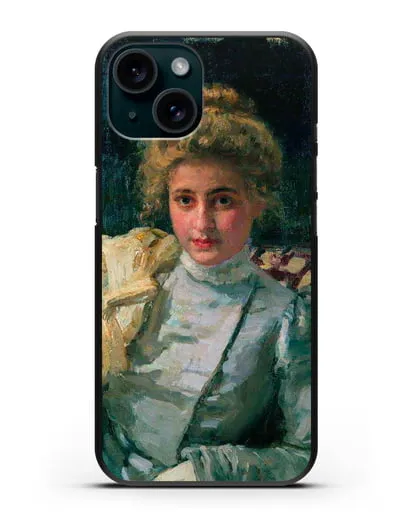 Чехол Блондинка (Портрет Ольги Тевяшевой) (Репин Илья) силиконовый для iPhone 15
