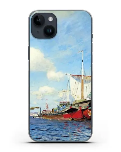 Чехол Свежий ветер. Волга (Левитан Исаак) силиконовый для iPhone 14 Plus