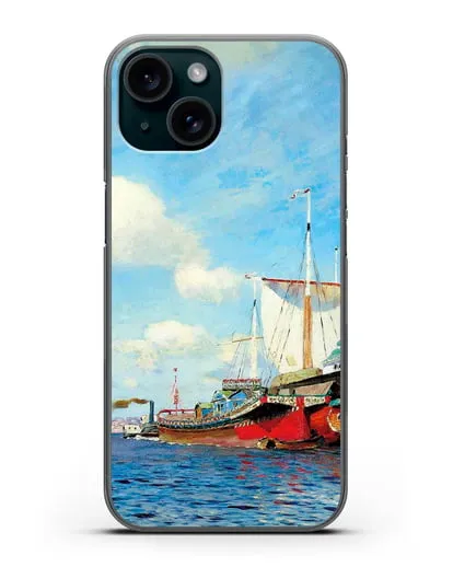 Чехол Свежий ветер. Волга (Левитан Исаак) силиконовый для iPhone 15