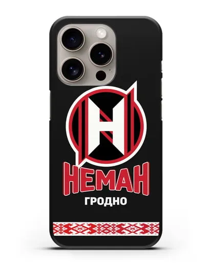 Чехол с логотипом и надписью ХК Неман Гродно силиконовый для iPhone 15 Pro