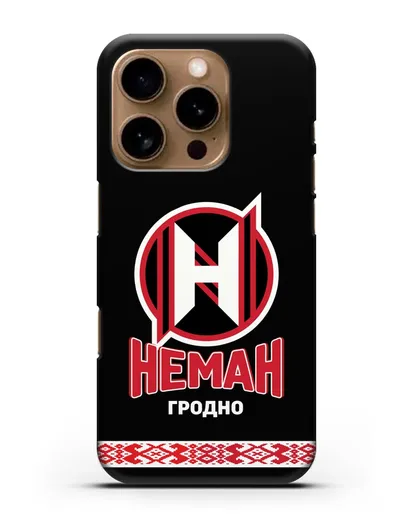 Чехол с логотипом и надписью ХК Неман Гродно силиконовый для iPhone 16 Pro