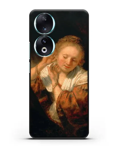 Чехол Молодая женщина, примеряющая серьги (Рембрандт Харменс ван Рейн) силиконовый для Honor 90