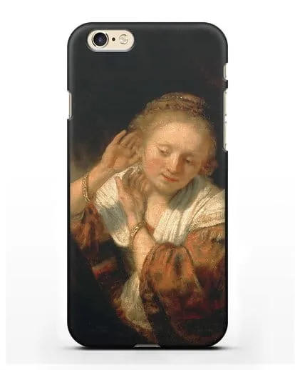 Чехол Молодая женщина, примеряющая серьги (Рембрандт Харменс ван Рейн) силиконовый для iPhone 6