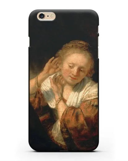Чехол Молодая женщина, примеряющая серьги (Рембрандт Харменс ван Рейн) силиконовый для iPhone 6 Plus