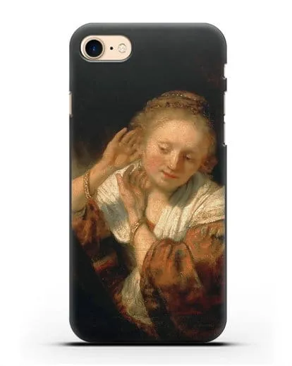 Чехол Молодая женщина, примеряющая серьги (Рембрандт Харменс ван Рейн) силиконовый для iPhone 8