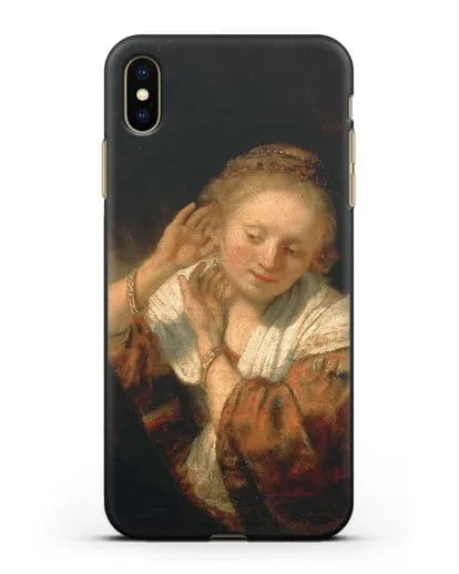 Чехол Молодая женщина, примеряющая серьги (Рембрандт Харменс ван Рейн) силиконовый для iPhone XS Max