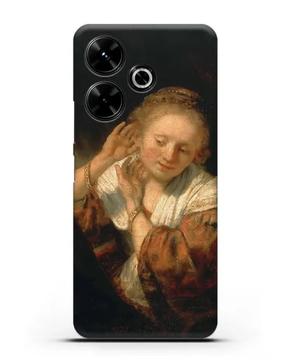 Чехол Молодая женщина, примеряющая серьги (Рембрандт Харменс ван Рейн) силиконовый для Xiaomi Poco M6