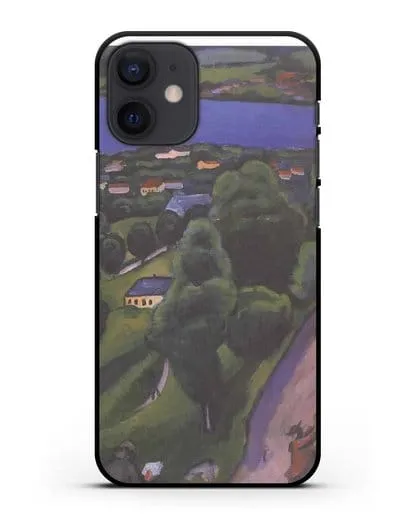 Чехол Пейзаж на Тегернзее с читающим человеком (Маке Август) силиконовый для iPhone 12 mini