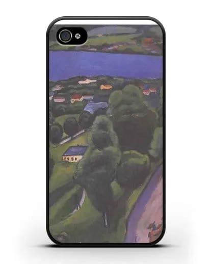 Чехол Пейзаж на Тегернзее с читающим человеком (Маке Август) силиконовый для iPhone 4/4s