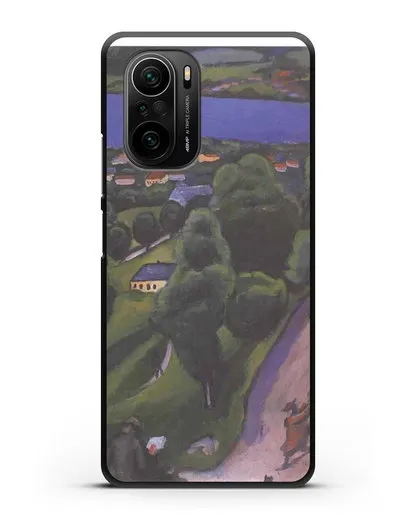 Чехол Пейзаж на Тегернзее с читающим человеком (Маке Август) силиконовый для Xiaomi Poco F3 Pro