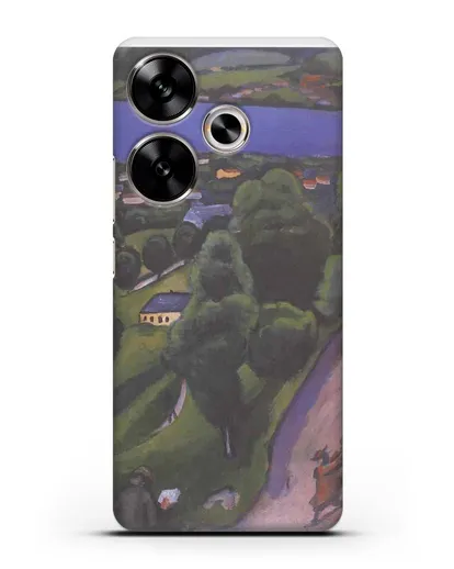 Чехол Пейзаж на Тегернзее с читающим человеком (Маке Август) силиконовый для Xiaomi Poco F6