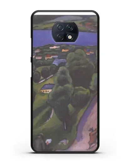 Чехол Пейзаж на Тегернзее с читающим человеком (Маке Август) силиконовый для Xiaomi Redmi Note 9T