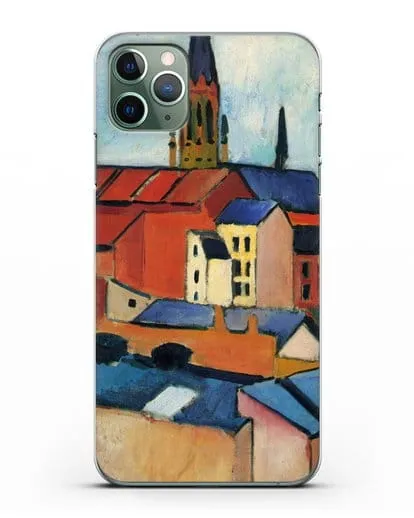 Чехол Церковь Святой Марии с домами и дымоходом (Маке Август) силиконовый для iPhone 11 Pro