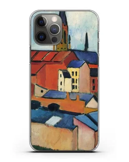 Чехол Церковь Святой Марии с домами и дымоходом (Маке Август) силиконовый для iPhone 12 Pro