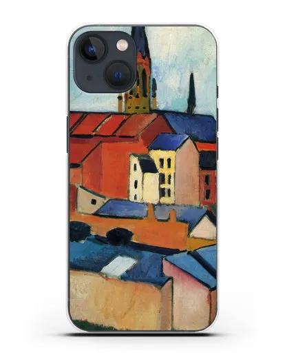 Чехол Церковь Святой Марии с домами и дымоходом (Маке Август) силиконовый для iPhone 13