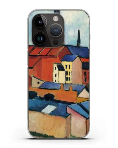 Чехол Церковь Святой Марии с домами и дымоходом (Маке Август) силиконовый для iPhone 14 Pro