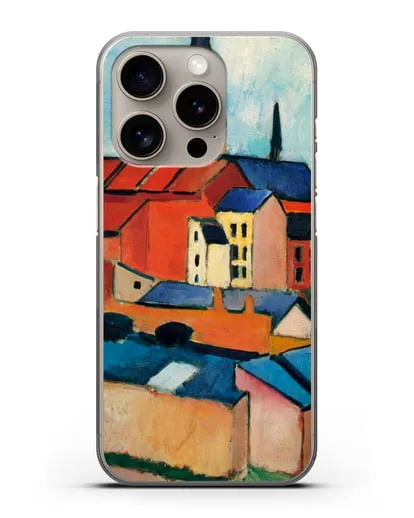 Чехол Церковь Святой Марии с домами и дымоходом (Маке Август) силиконовый для iPhone 15 Pro