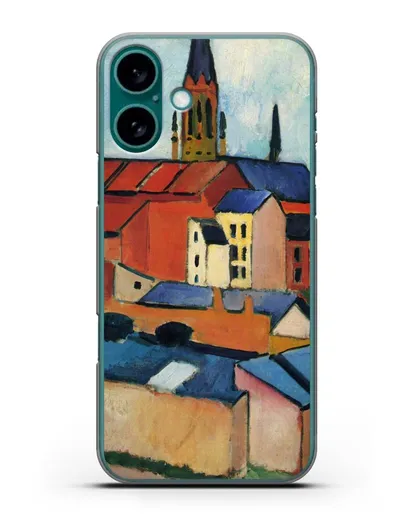 Чехол Церковь Святой Марии с домами и дымоходом (Маке Август) силиконовый для iPhone 16 Plus