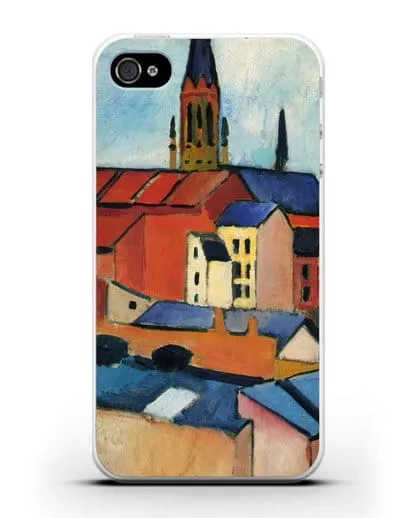 Чехол Церковь Святой Марии с домами и дымоходом (Маке Август) силиконовый для iPhone 4/4s