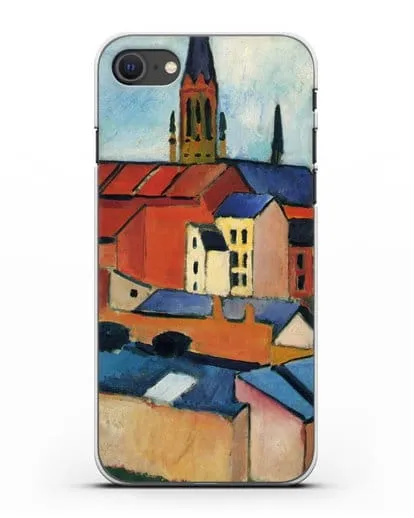 Чехол Церковь Святой Марии с домами и дымоходом (Маке Август) силиконовый для iPhone SE 2020