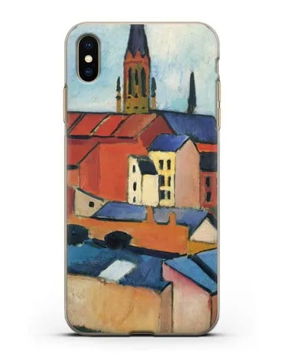 Чехол Церковь Святой Марии с домами и дымоходом (Маке Август) силиконовый для iPhone XS Max