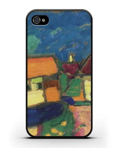 Чехол Ландшафтный этюд - деревенская улица (Явленский Алексей) силиконовый для iPhone 4/4s